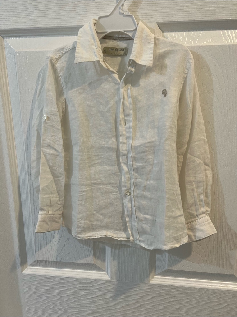 Pili Carrera White Kids' Linen Button-Down Shirt